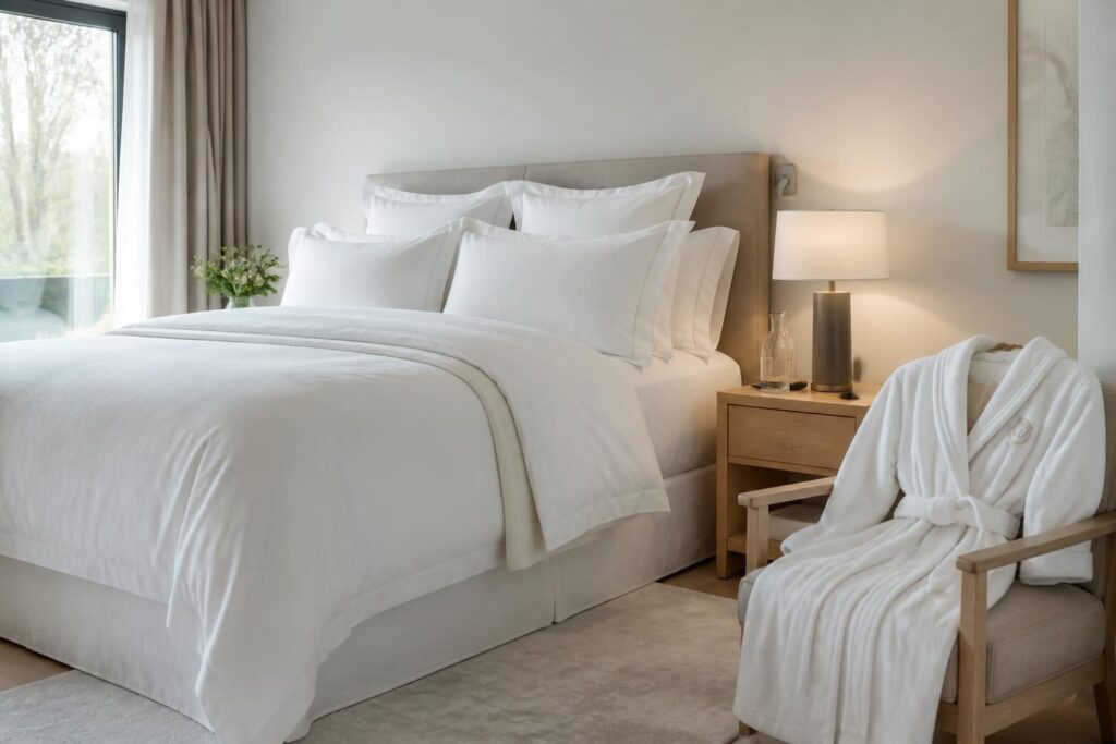 découvrez notre collection de linge de maison hôtelier pour recréer le confort et l'élégance d'un hôtel 5 étoiles directement chez vous. qualité supérieure, douceur et design raffiné pour une ambiance chaleureuse et accueillante.