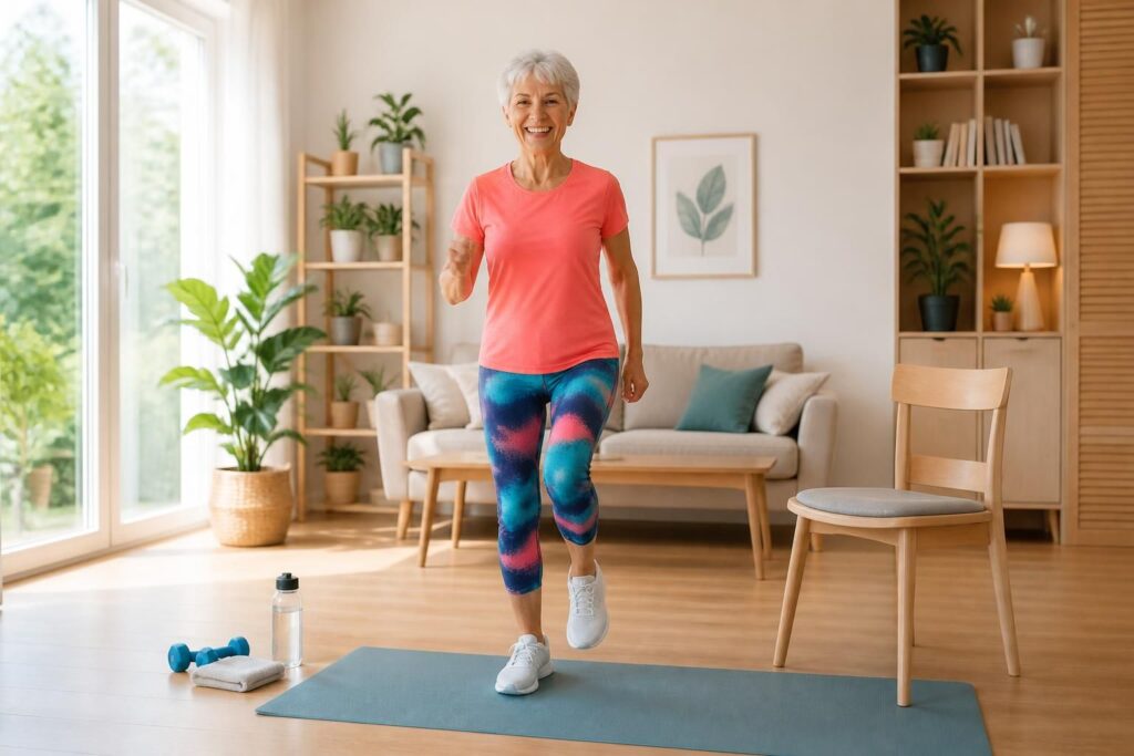 découvrez des exercices gratuits de marche active à la maison, spécialement conçus pour les seniors et les débutants, afin de rester en forme en toute sécurité.