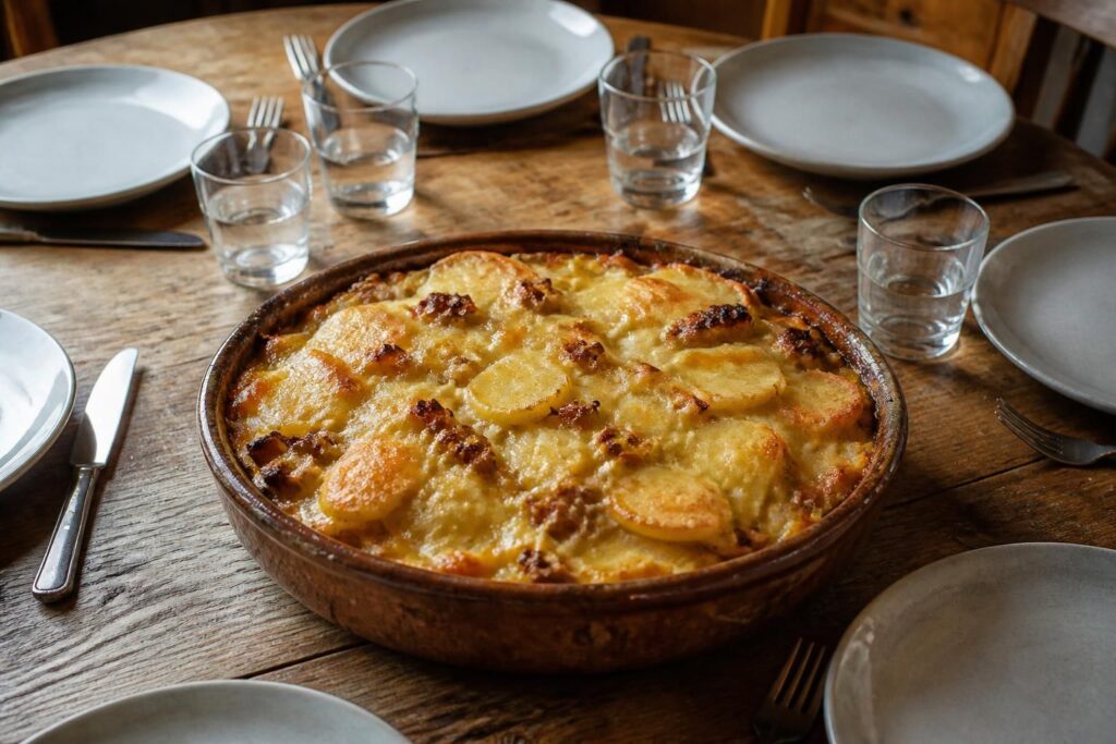 découvrez la recette traditionnelle savoyarde de la tartiflette au four, parfaite pour régaler 6 personnes avec un plat convivial et gourmand.