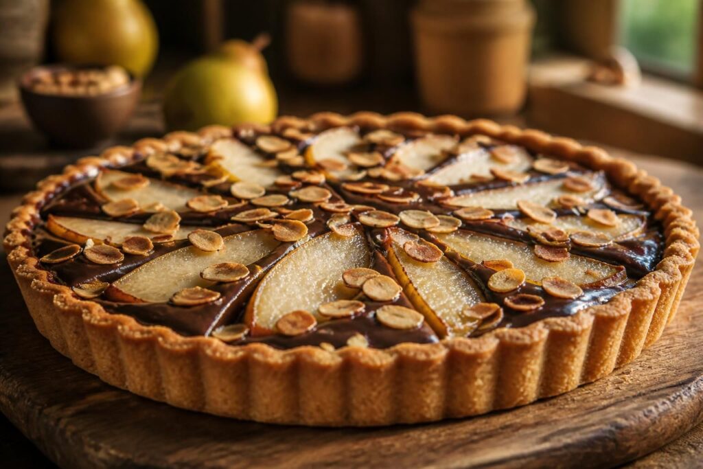 découvrez nos délicieuses recettes de tarte aux poires, chocolat et amandes, parfaites pour des desserts gourmands à savourer en famille ou entre amis.