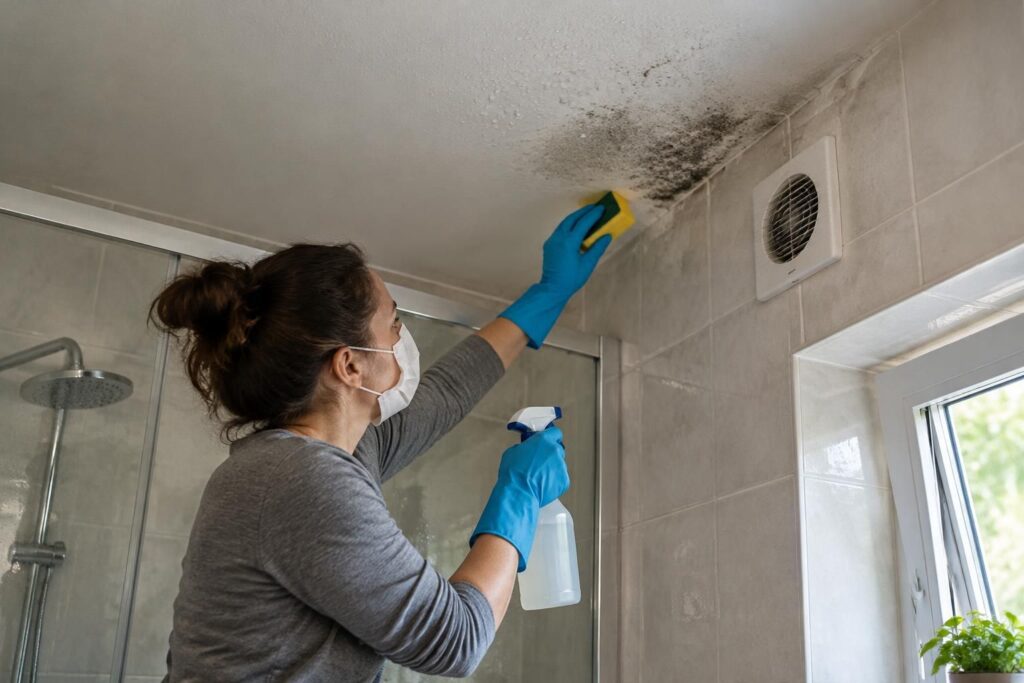 découvrez comment éliminer les moisissures et la condensation au plafond de la salle de bain, identifier les causes de l’humidité et prévenir leur retour.